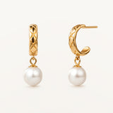 Pendientes Coral con Perla en Plata 925 Bañada en Oro de 18 Kt