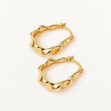 Pendientes Aro Oval Ondulado en Plata 925 Bañada en Oro de 18 Kt