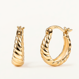 Pendientes Aro Ovalado Gallonado en Plata 925 Bañada en Oro de 18 Kt