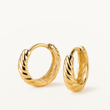 Pendientes Aro Gallonado 10 mm en Plata 925 Bañada en Oro de 18 Kt