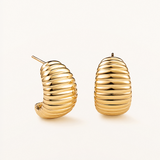 Pendientes Medio Aro Sleek Lines en Plata 925 Bañada en Oro de 18 Kt