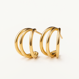 Pendientes Links Trio en Plata 925 Bañada en Oro de 18 Kt