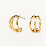 Pendientes Links Trio en Plata 925 Bañada en Oro de 18 Kt