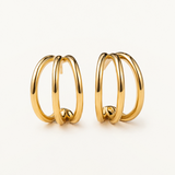 Pendientes Links Trio en Plata 925 Bañada en Oro de 18 Kt