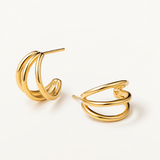 Pendientes Links Trio en Plata 925 Bañada en Oro de 18 Kt