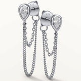 Pendientes Double Oria Chain en Plata de Primera Ley