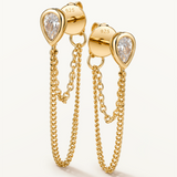Pendientes Double Oria Chain en Plata 925 Bañada en Oro de 18 Kt