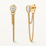 Pendientes Double Oria Chain en Plata 925 Bañada en Oro de 18 Kt