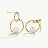 Pendientes Bold con perlas en Plata 925 Bañada en Oro de 18 Kt