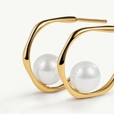 Pendientes aro Embrace con perlas en Plata 925 Bañada en Oro de 18 Kt