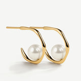Pendientes aro Embrace con perlas en Plata 925 Bañada en Oro de 18 Kt