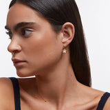 Pendientes aro concha con circonitas y perlas en Plata 925 Bañada en Oro de 18 Kt