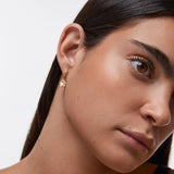 Pendientes aro concha con circonitas y perlas en Plata 925 Bañada en Oro de 18 Kt