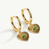 Pendientes aro corazón New Romantics con piedra verde en Plata 925 Bañada en Oro de 18 Kt