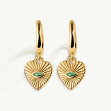 Pendientes aro corazón New Romantics con piedra verde en Plata 925 Bañada en Oro de 18 Kt