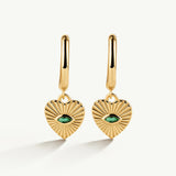 Pendientes aro corazón New Romantics con piedra verde en Plata 925 Bañada en Oro de 18 Kt