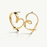 Pendientes corazón Flow en Plata 925 Bañada en Oro de 18 Kt