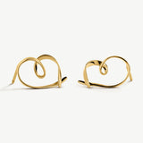 Pendientes corazón Flow en Plata 925 Bañada en Oro de 18 Kt