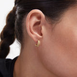 Pendientes medio aro triple gallonado en Plata 925 Bañada en Oro de 18 Kt
