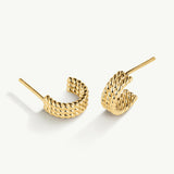 Pendientes medio aro triple gallonado en Plata 925 Bañada en Oro de 18 Kt
