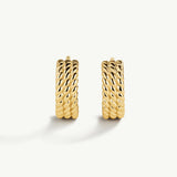 Pendientes medio aro triple gallonado en Plata 925 Bañada en Oro de 18 Kt