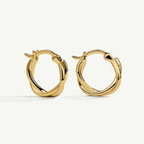 Pendientes aro doble trenzado Soft Links en Plata 925 Bañada en Oro de 18 Kt