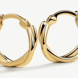 Pendientes aro doble trenzado Soft Links en Plata 925 Bañada en Oro de 18 Kt