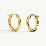 Pendientes aro doble trenzado Soft Links en Plata 925 Bañada en Oro de 18 Kt