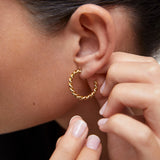 Pendientes Aro Gallonados 25 mm en Plata 925 Bañada en Oro de 18 Kt