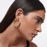 Pendientes Aro Sora 40 mm en Plata 925 Bañada en Oro de 18 Kt