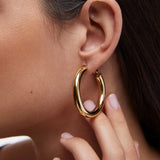 Pendientes Aro Sora 40 mm en Plata 925 Bañada en Oro de 18 Kt