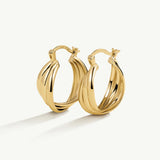 Pendientes Links Satin en Plata 925 Bañada en Oro de 18 Kt