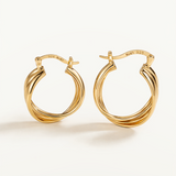 Pendientes Links Satin en Plata 925 Bañada en Oro de 18 Kt