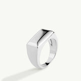 Sortija sello rectangular en plata de primera ley
