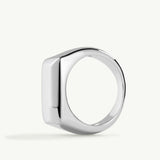 Sortija sello rectangular en plata de primera ley