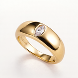 Sortija Oria Marquise Solid en Plata 925 Bañada en Oro de 18 Kt