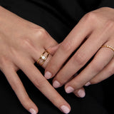 Sortija Oria Radiant Duo en Plata 925 Bañada en Oro de 18 Kt