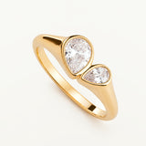 Sortija Oria Drop Duo en Plata 925 Bañada en Oro de 18 kt