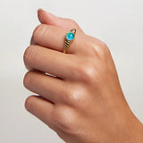 Sortija gallonada Alchemy Mood Stone en Plata 925 Bañada en Oro de 18 Kt