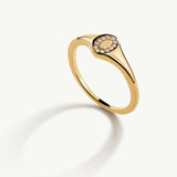 Sortija sello Legacy con orla de circonitas en Plata 925 Bañada en Oro de 18 Kt