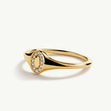 Sortija sello Legacy con orla de circonitas en Plata 925 Bañada en Oro de 18 Kt