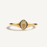 Sortija sello Legacy con orla de circonitas en Plata 925 Bañada en Oro de 18 Kt