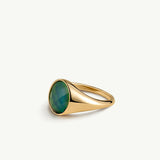 Sortija sello Alchemy Mood Stone en Plata 925 Bañada en Oro de 18 Kt