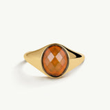 Sortija sello Alchemy Mood Stone en Plata 925 Bañada en Oro de 18 Kt