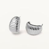 Pendientes Medio Aro Sleek Lines en Plata de Primera Ley