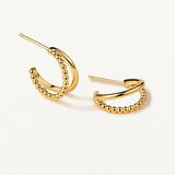 Pendientes Mini Beads Twin Hoop en Plata 925 Bañada en Oro de 18 Kt