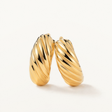 Pendientes Twist Aro Gallonado 10 mm en Plata 925 Bañada en Oro de 18 Kt