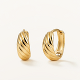 Pendientes Twist Aro Gallonado 10 mm en Plata 925 Bañada en Oro de 18 Kt
